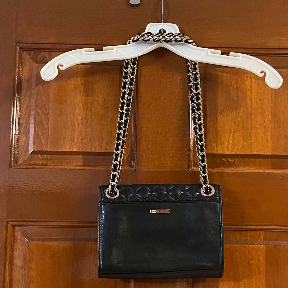 Rebecca Minkoff Black Quilted Shoulder Bag with Chain Detail - Picture 2 of 7
